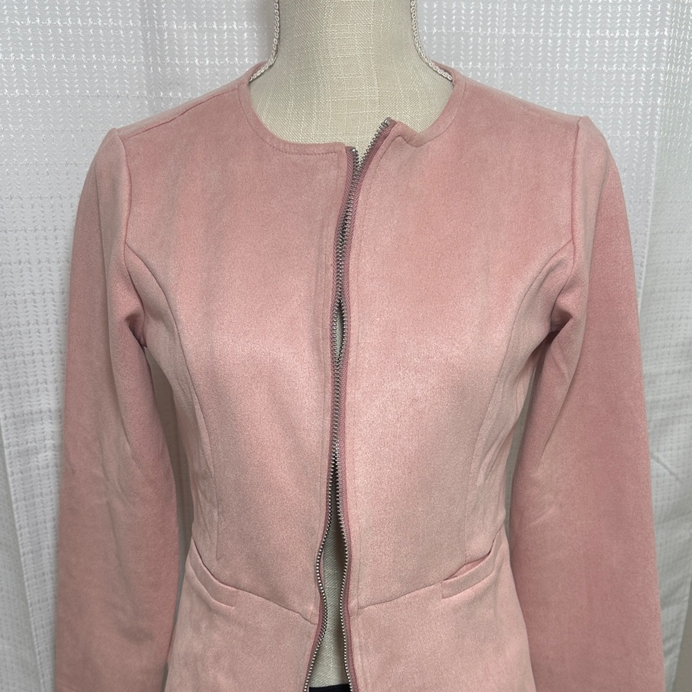 Elegant Pink (Blush) Women's Suede Jacket